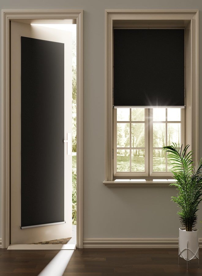 NIGHTON Retractable Blackout Curtains, Blackout Blinds with Hook and Loop Adhesive, No Need to Drill Holes and No Marks, Portable Window & Door Curtains for Bedrooms,Baby Nursery,RVs, 36'' W x 84'' L - Image 1